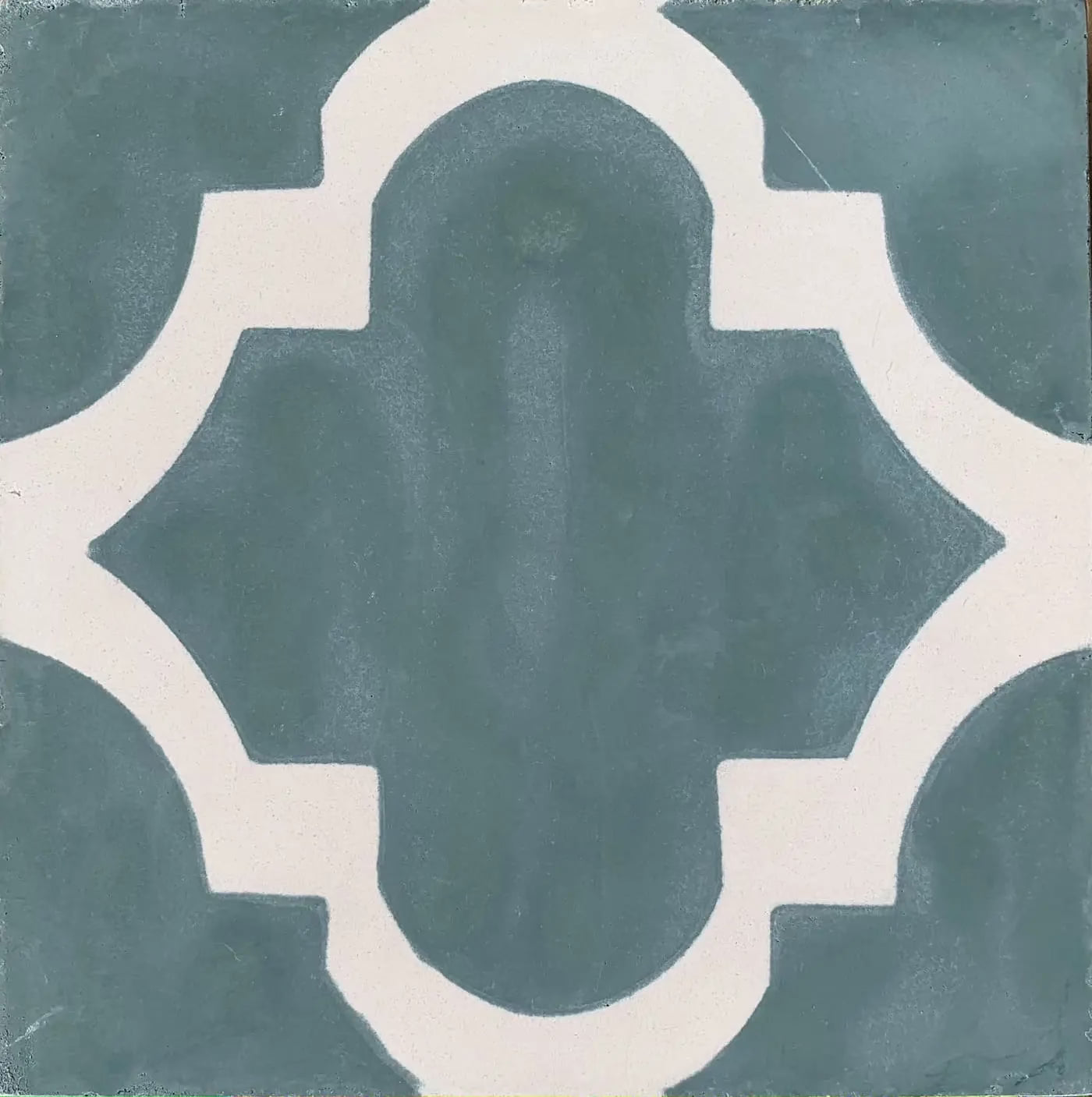 Baldosa hidráulica - Mosaico Alcázar Verde y Blanco