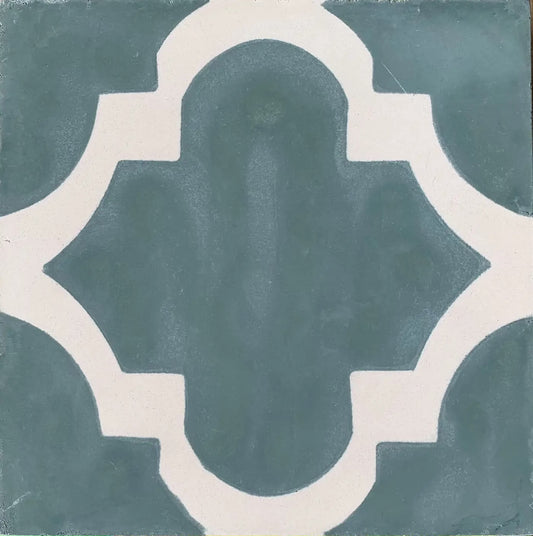Baldosa hidráulica - Mosaico Alcázar Verde y Blanco