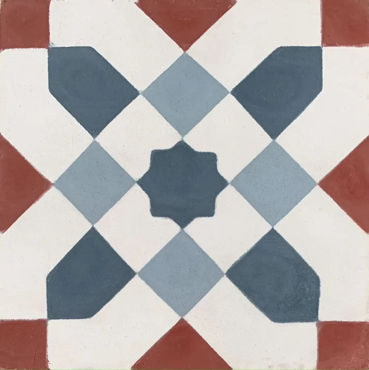 Baldosa hidráulica - Mosaico Córdoba Rojo y Azul