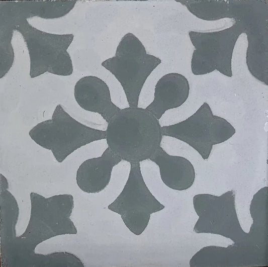 Baldosa hidráulica - Mosaico Flor Gris