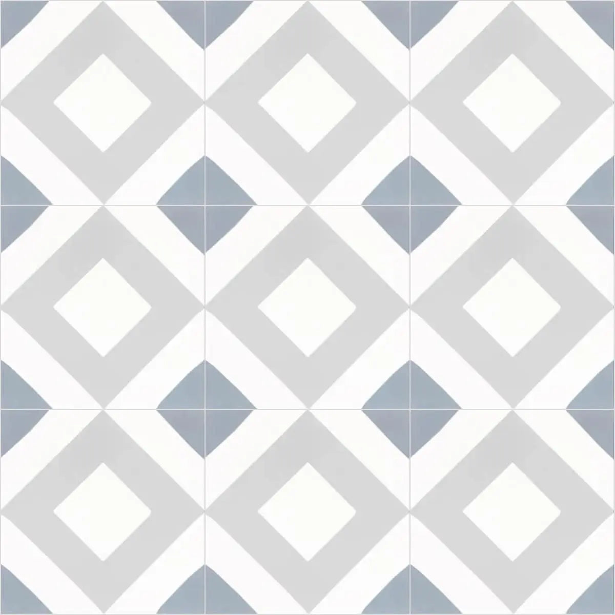 Baldosa hidráulica - Mosaico Giz Gris y Blanco en Nueve