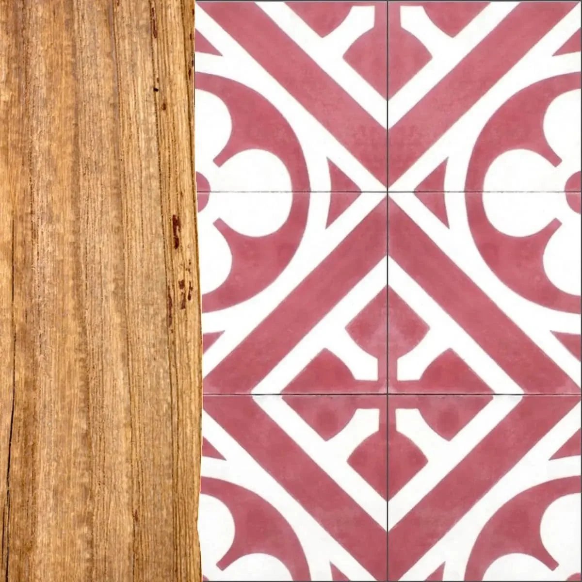 Baldosa hidráulica - Mosaico Gotico Rojo y Blanco
