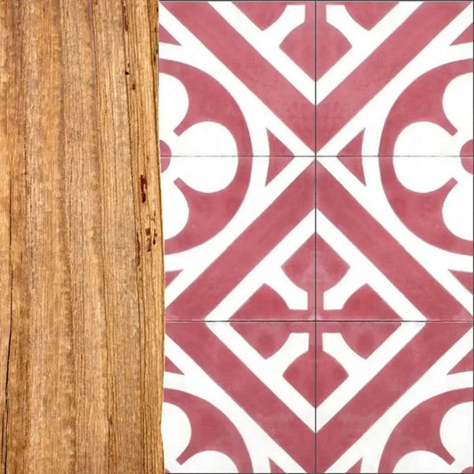 Baldosa hidráulica - Mosaico Gotico Rojo y Blanco