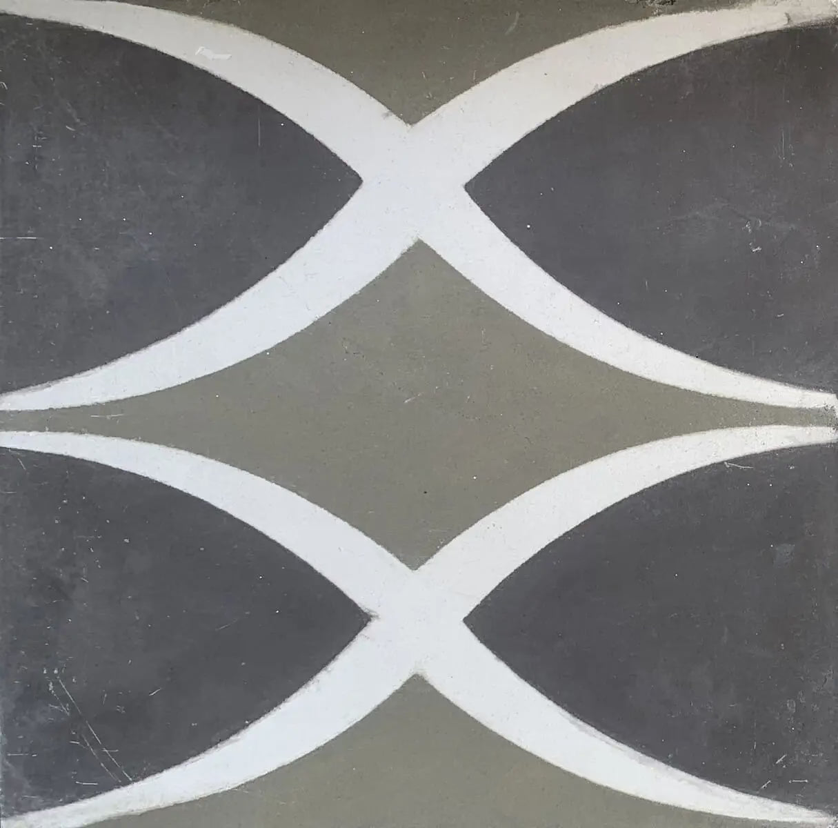 Baldosa hidráulica - Mosaico Lazos Gris, Verde y Blanco