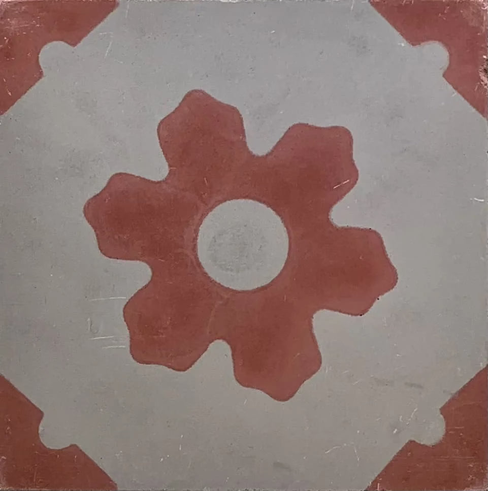 Baldosa hidráulica - Mosaico hidráulico Naje Rojo y Blanco