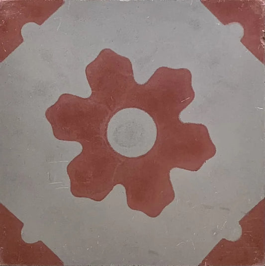 Baldosa hidráulica - Mosaico hidráulico Naje Rojo y Blanco