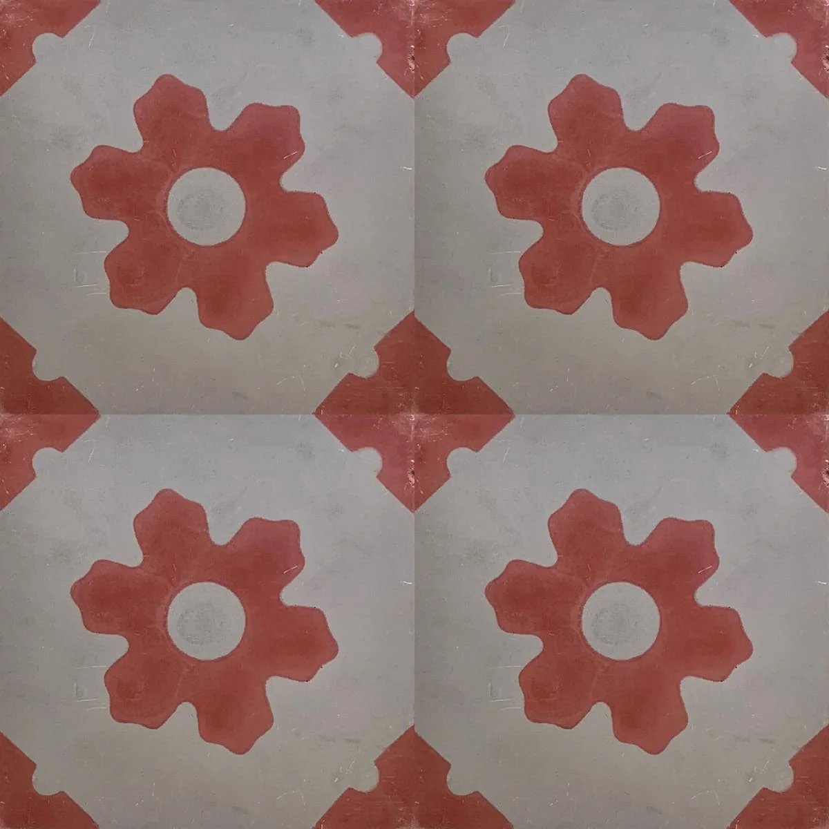 Baldosa hidráulica - Mosaico hidráulico Naje Rojo y Blanco
