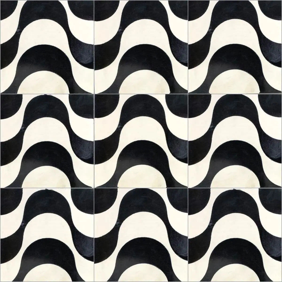 Baldosa hidráulica - Mosaico Sines Negro y Blanco