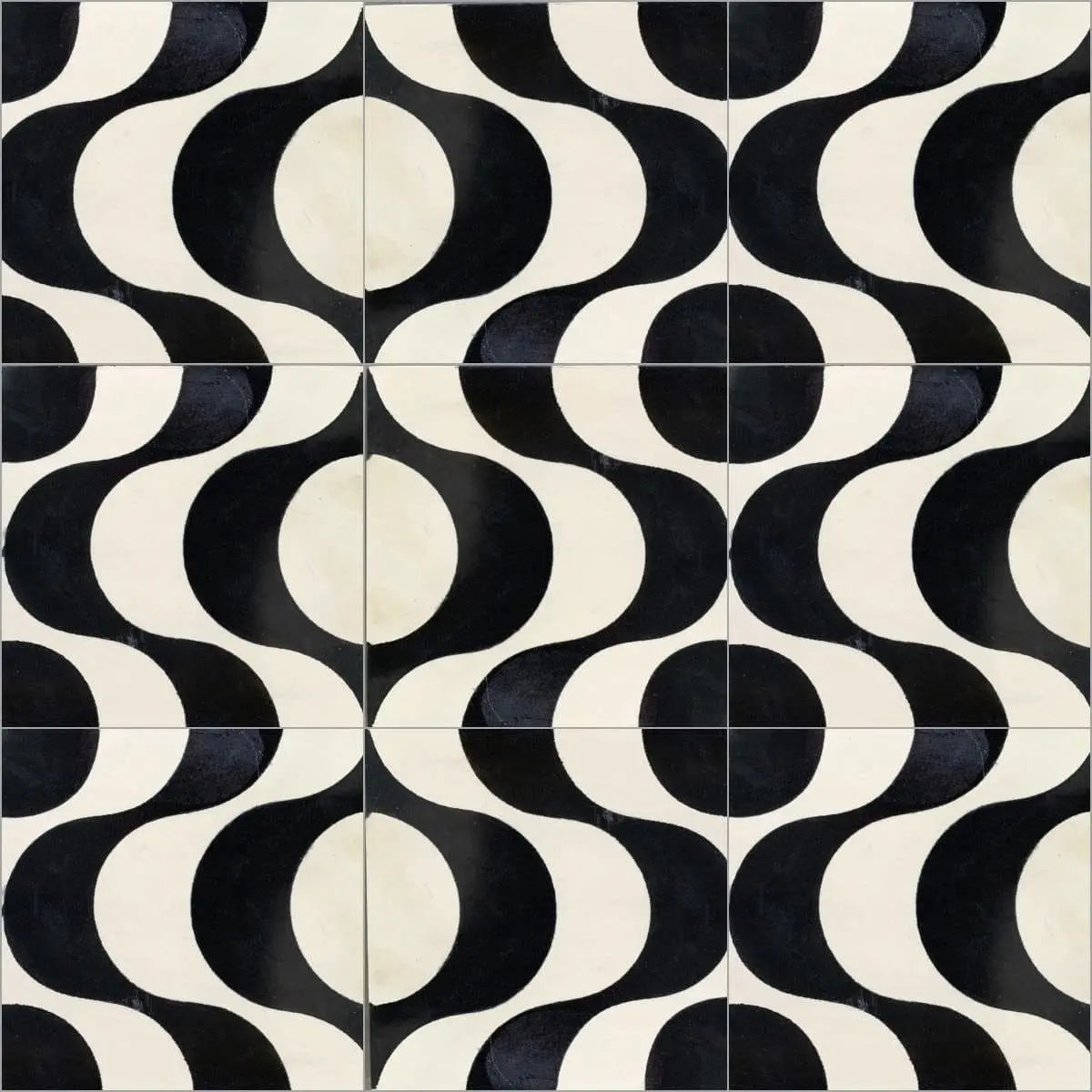 Baldosa hidráulica - Mosaico Sines Negro y Blanco