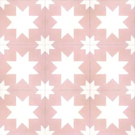 Baldosa hidráulica - Mosaico Hidráulico Tánger Rosa en nueve