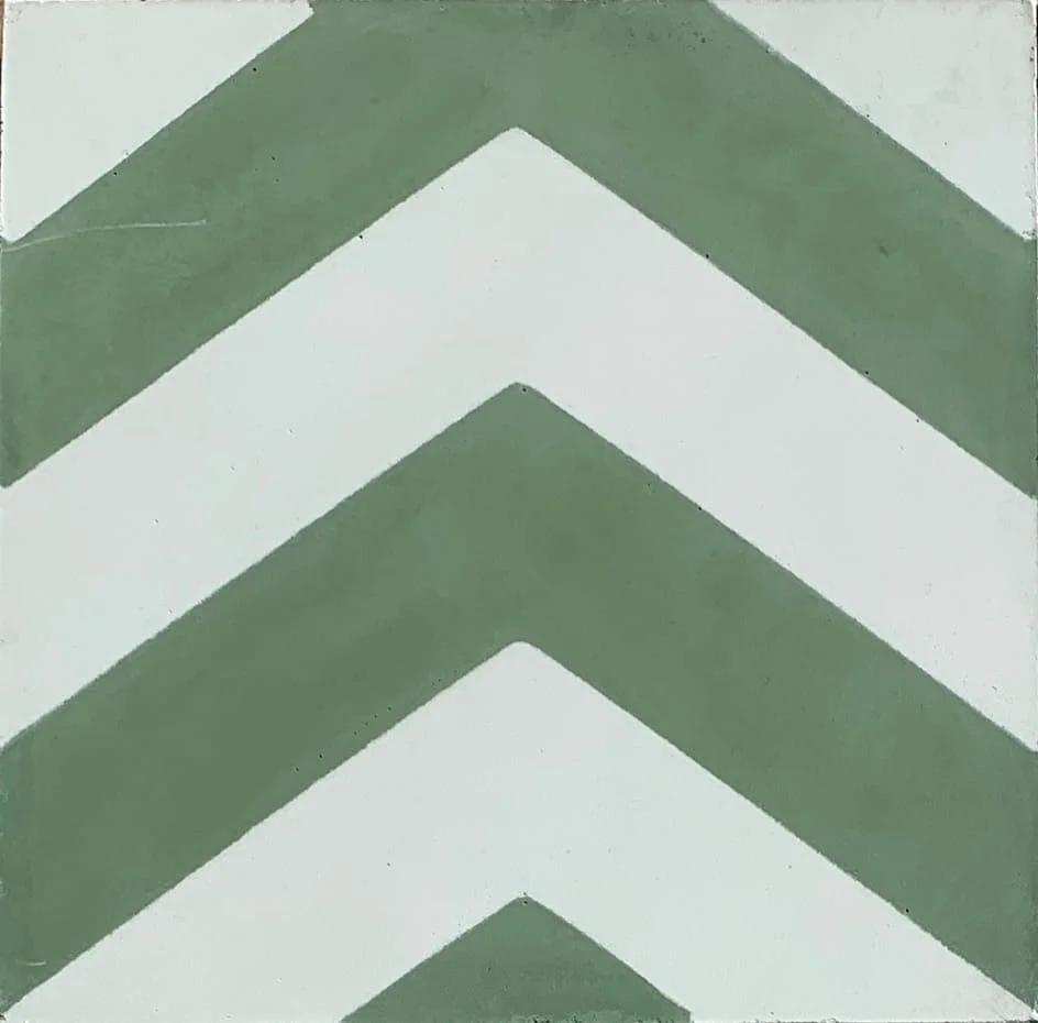 Baldosa hidráulica - Mosaico Tarifa Verde y Blanco