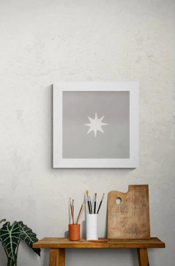 Baldosa hidráulica - Mosaico Tetuán con Estrella Blanca en Cuadro