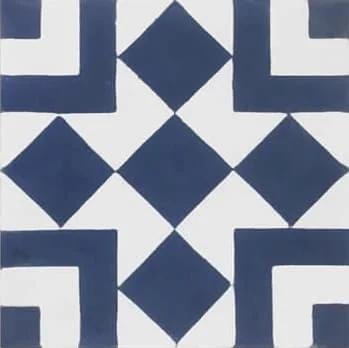 Baldosa hidráulica - Mosaico Alhambra Azul y Blanco en detalle