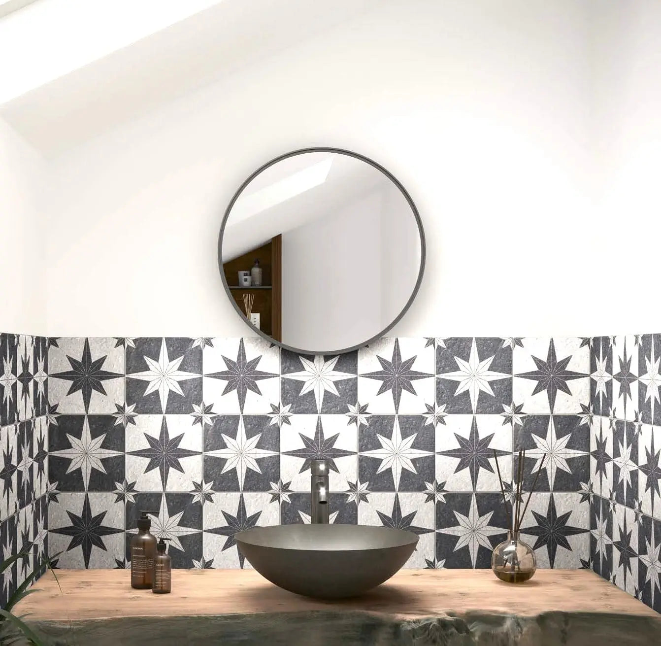 Baldosa Porcelánica - Modelo Toledo en Dos Colores Gris y Blanco