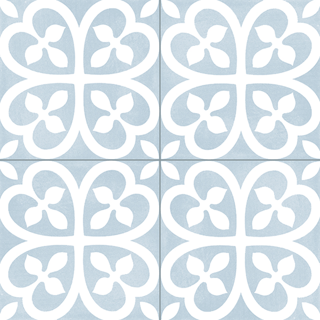 Baldosa Porcelánica Mosaico Floral Azul