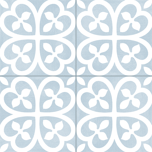 Baldosa Porcelánica Mosaico Floral Azul