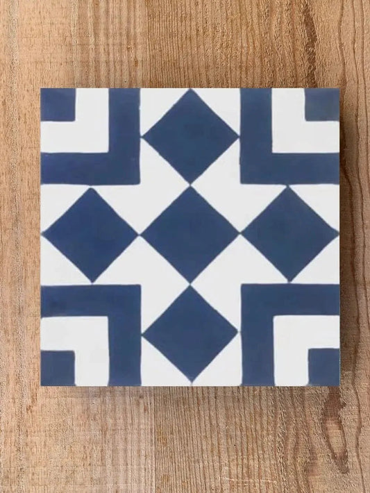 Baldosa hidráulica - Mosaico Alhambra Azul y Blanco