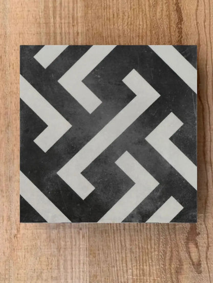 Baldosa Porcelánica 00 - Mosaico Blanco y Negro Signac | DLM Mosaico