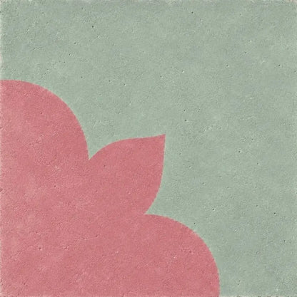 Baldosa Hidráulica 06 - Mosaico Floral Verde y Rosa | DLM Mosaico