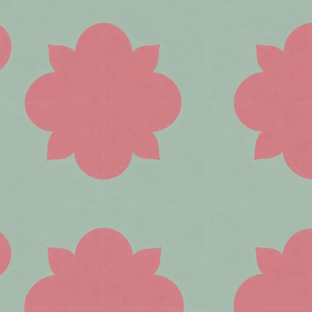 Baldosa Hidráulica 06 - Mosaico Floral Verde y Rosa | DLM Mosaico