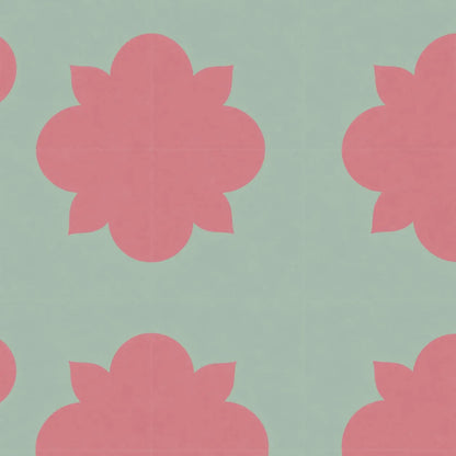Baldosa Hidráulica 06 - Mosaico Floral Verde y Rosa | DLM Mosaico