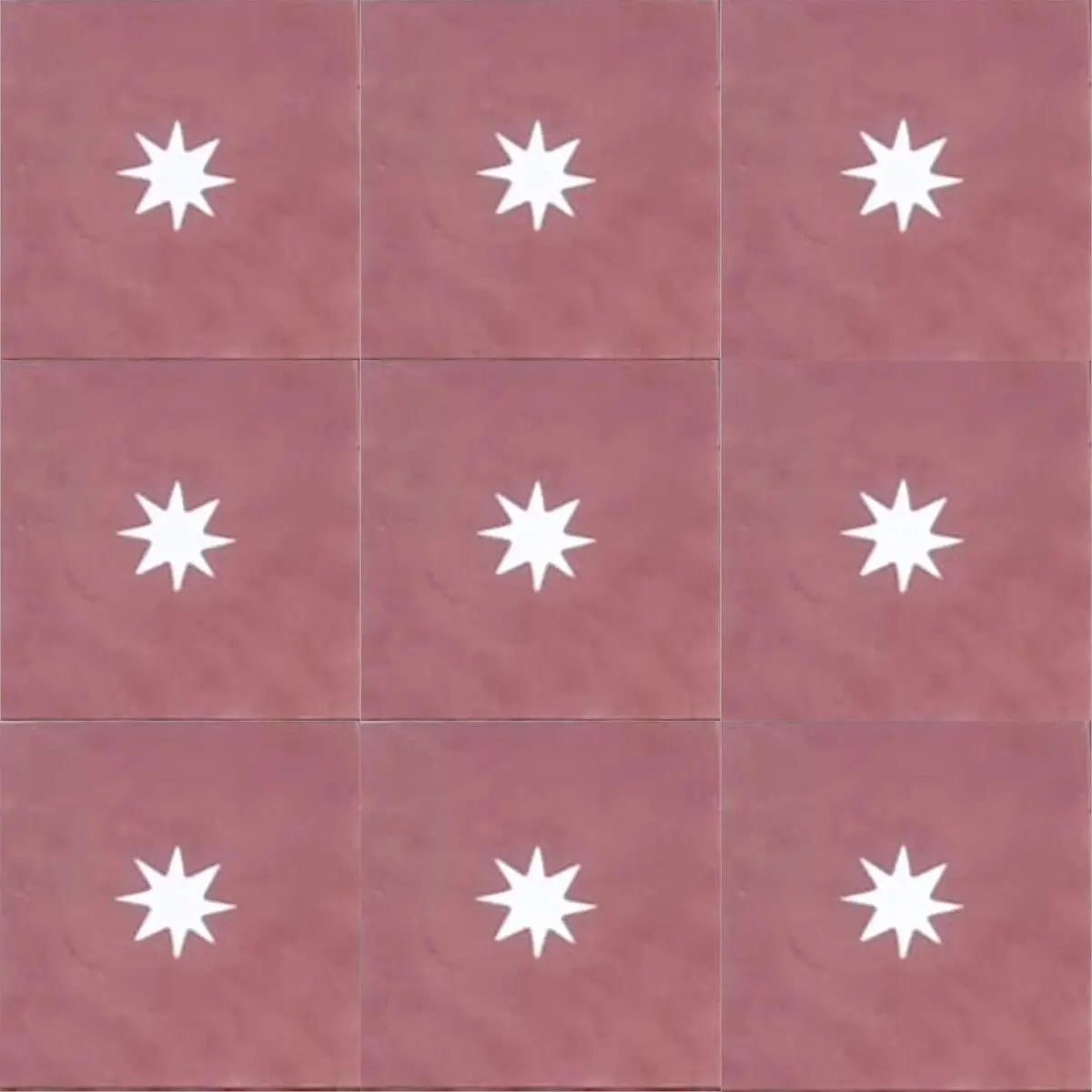 Baldosa hidráulica - Mosaico Burdeos y Beige - Estrellas geométricas